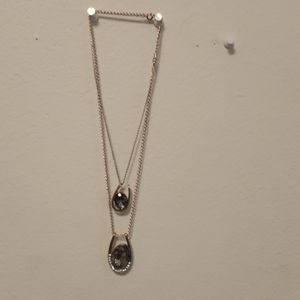 Amethyst two piece necklace Gold heart Moon and brass necklace Earth pendant.